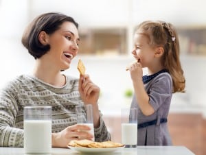 mother and child snacking